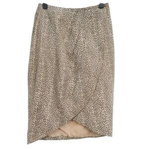Vintage CHIA Leopard Print 100% Leather Long Midi Pencil Cut Skirt Size 6